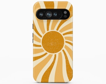 Retro Groovy Sun Phone Case, Google Pixel, Samsung Galaxy, iPhone