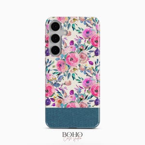 Rosa Blumen Handyhülle für Samsung Galaxy S25 S24 S23 S22 Plus Ultra Ultra, iPhone 16 15 14 13 12 Pro Max Plus Mini, Pixel 9 Pro XL 8a