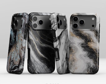 Lyxigt svartvitt marmorskal till iPhone 17 16 15 14 Pro Max