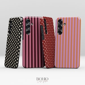 Custodia MagSafe con motivo a strisce retrò per Samsung Galaxy S26 S25 S24 S23 S22 Plus Ultra