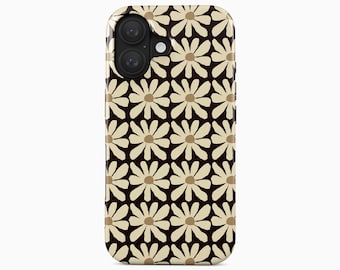 Retro Daisy Flower Phone Case | Neutral Floral Pattern | iPhone, Samsung Galaxy, Google Pixel