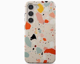 Funda con estampado de terrazo colorido para Samsung Galaxy S26 Plus Ultra y iPhone 17 Pro
