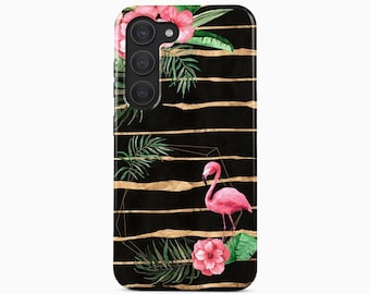 Funda para teléfono con diseño de flamencos tropicales para Samsung Galaxy S24 Ultra Plus y iPhone 16 Pro Max.