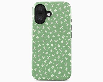 Funda para teléfono con pequeñas flores blancas, diseño floral para iPhone, Galaxy y Pixel.