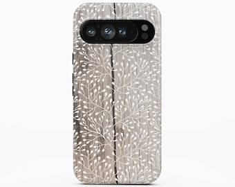 Floral Wood Texture Phone Case for Google Pixel 10 Pro XL, iPhone 16 Pro
