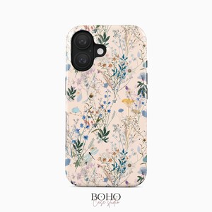 Boho Floral Handyhülle für iPhone 16 Pro Max, Samsung Galaxy S24 Ultra Plus
