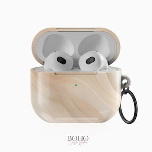 AirPods Pro Case BEIGE WAVES for AirPods 1st 2nd 3d Gen, Pro, Pixel Buds 2 Pro, Samsung Buds Pro 2, Live, Fe and more.