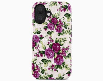 Cover per telefono con fiori viola, stile boho floreale per iPhone, Samsung Galaxy e Google Pixel.