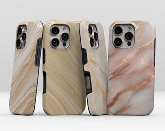 Funda de mármol beige para Xiaomi y Google Pixel / Estética de piedra neutra de lujo