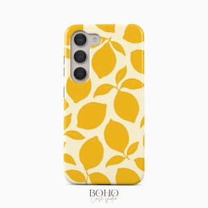 Citron Mobilskal, Djärvt Gult Citrusfrukt Boho Sommarmönster Skal