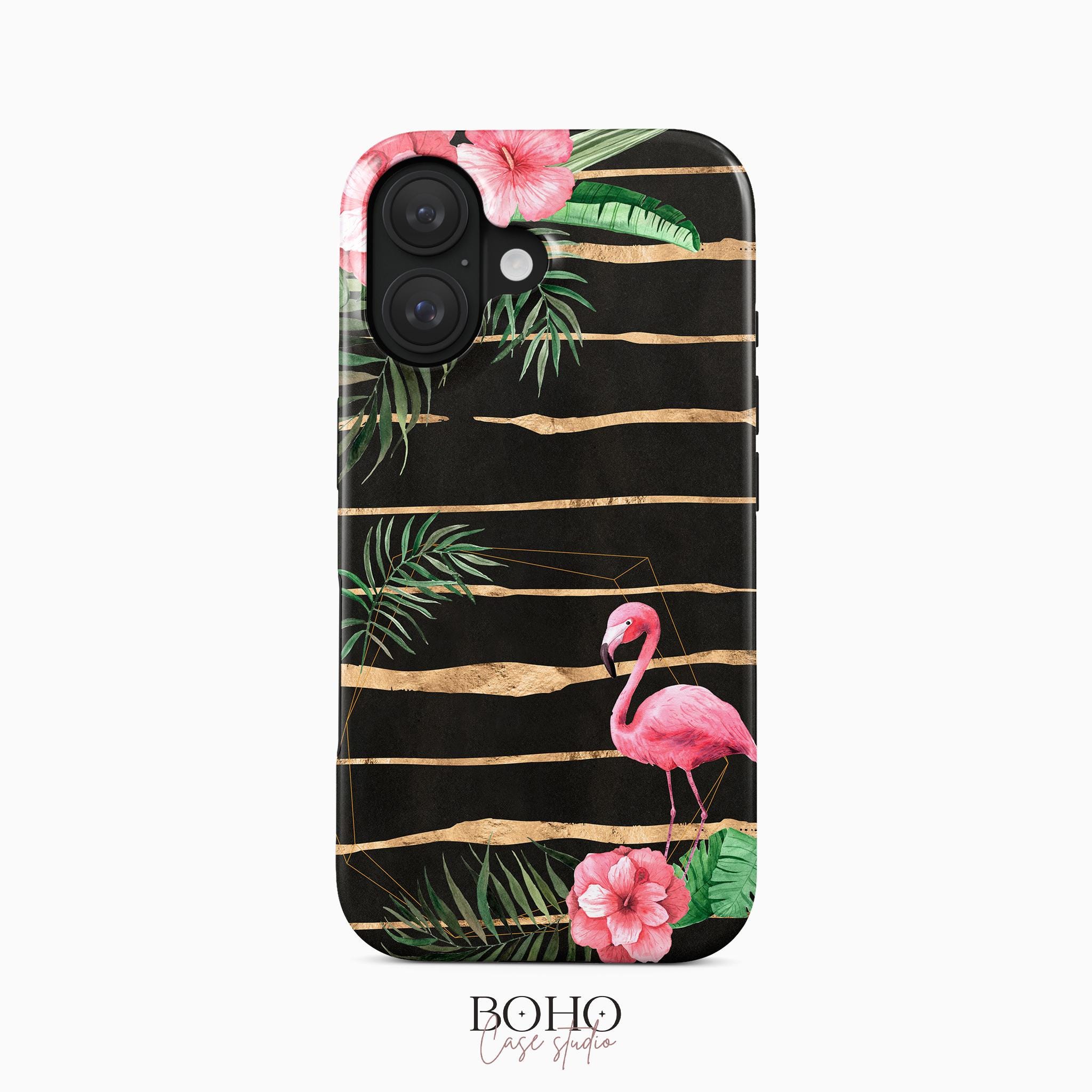 Bahaa Design IPhone 16 Pro Hülle – Miami Flamingo Abstract, Bunt & Stoßfest