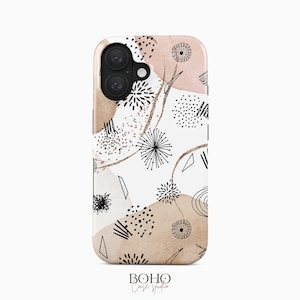 Abstract Doodles iPhone Case: Boho Art, MagSafe & Tough Options