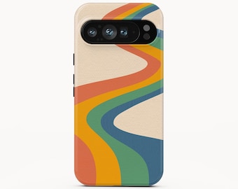 Retro-Regenbogen-Wirbel-Handyhülle für Google Pixel 10 Pro XL, iPhone 18 Pro