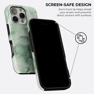iPhone 18 Pro Max 17 Air 16 15 14 13 Mini 用グリーンジェイドマーブルフォンケース、Samsung Galaxy S26 S25 S24 Plus Ultra エメラルドストーンカバー 画像 4