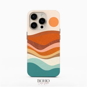 Retro Sun Landscape iPhone 16 Pro Case iPhone 15 Pro Max TOUGH Case / Boho Studio © / Aesthetic MagSafe iPhone 14 Plus Case