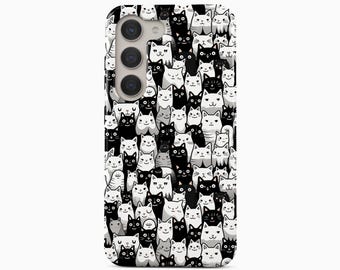 Cat Pattern Phone Case for Samsung Galaxy S24 Plus Ultra, iPhone 16 Pro Max