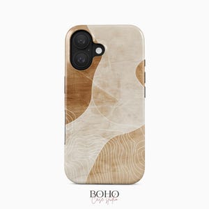 Beige Earth Tone Phone Case Minimal Boho Abstract Design for iPhone, Samsung, Google Pixel
