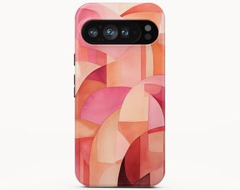 Funda para teléfono con formas rosas de acuarela para Google Pixel 9 Pro XL, iPhone 16 Pro