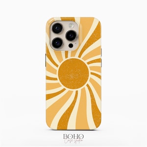 Retro Sun iPhone 16 Pro Max Case iPhone 17 Air TOUGH Case / Boho Studio © / Aesthetic MagSafe iPhone 15 Pro Case