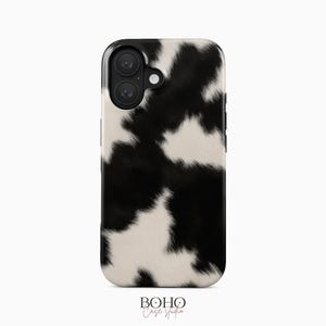 Schwarz Weiß Kuh Druck Handyhülle | Trendiges Tiermuster | iPhone, Samsung Galaxy, Google Pixel