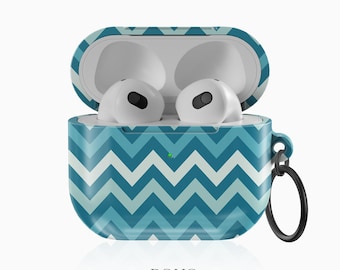 Custodia per AirPods Pro con motivo a zigzag blu, guscio protettivo per auricolari, idea regalo