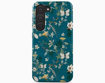 Boho Floral Butterfly Phone Case for Samsung Galaxy S24 Plus Ultra, iPhone 16 Pro