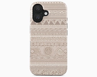 pour portable à motif tribal abstrait | Lignes bohèmes douces et neutres | iPhone, Samsung Galaxy, Google Pixel