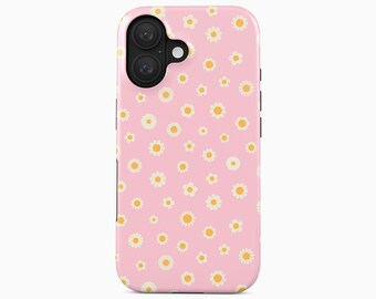 Pink Daisy Phone Case for iPhone 17 Pro Max, Samsung Galaxy S26 Ultra Plus