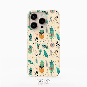 Boho Feather Pattern Phone Case: iPhone, Samsung Galaxy, Google Pixel