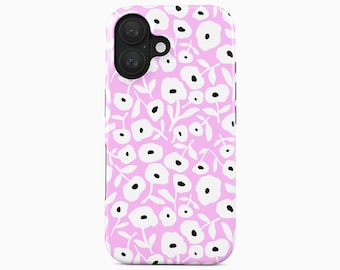 Funda para teléfono con estampado floral rosa / Diseño floral minimalista moderno / iPhone, Samsung Galaxy, Google Pixel