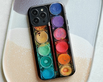 Palette aquarelle coque iPhone 14 Pro coque iPhone 13 Pro Max TOUGH / Boho Studio © / coque esthétique MagSafe pour iPhone 14+