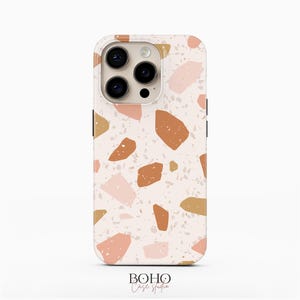 Blassrosa Terrazzo Handyhülle für iPhone 16 Pro Max, iPhone 15, iPhone 14 Pro, Samsung Galaxy S23 Plus, Galaxy S22 Ultra, Google Pixel 8 Pro