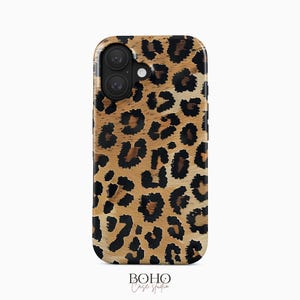 iPhone-hoesje met luipaardprint | Klassiek dier bruinzwart ontwerp Stoer MagSafe iPhone 17-12-serie
