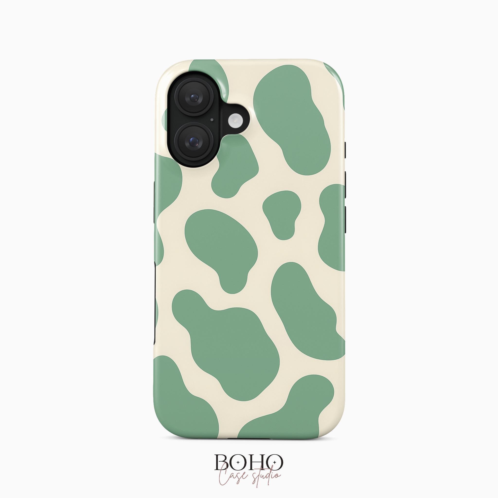 Sage Green Cow Print Phone Case, Iphone, Samsung Galaxy, Google 