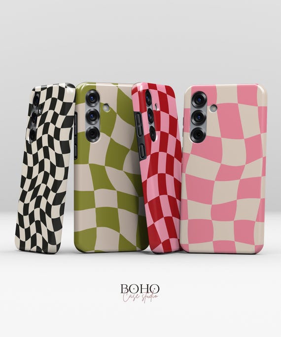 Wavy Checkerboard MagSafe Case for Samsung Galaxy S26 S25 S24 S23 S22 Plus Ultra