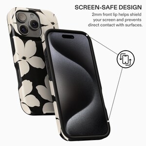 Funda para teléfono con estampado floral en blanco y negro, diseño moderno y llamativo, para iPhone 18, 17, 16, 15 Pro Max Plus y Samsung Galaxy S26 S25 Ultra. imagen 4