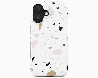 Neutral Terrazzo iPhone Case | Speckled Confetti Stone Aesthetics Tough MagSafe | iPhone 17-12 Series