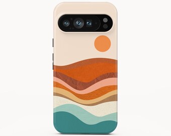 Funda para teléfono con diseño retro de paisaje soleado para Google Pixel 9 Pro XL, iPhone 16 Pro