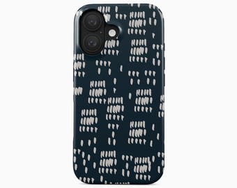 Abstrakte Handyhülle mit marineblauen Punkten für iPhone 18 Pro Max, Samsung Galaxy S26 Plus