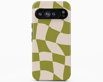 Green Checkerboard Phone Case for Google Pixel 10 Pro XL, iPhone 16 Pro Max
