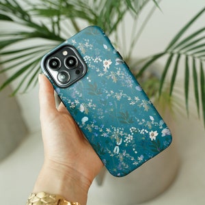 Blue Boho Flowers iPhone XS Case iPhone 13 Pro Max TOUGH Case / Boho Studio © / Aesthetic MagSafe iPhone 14 Plus Case