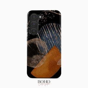 Black Gold Abstract Phone Case for Samsung Galaxy S25 S24 S23 S22 Plus Ultra, iPhone 16 15 14 13 12 Pro Max Plus Mini, Pixel 9 Pro XL 8a
