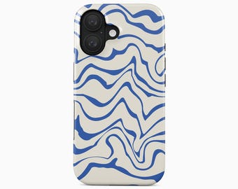 Abstrakte blaue Wellen-Handyhülle | Modernes, fließendes Design | Kompatibel mit iPhone, Samsung Galaxy und Google Pixel