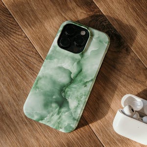 iPhone 18 Pro Max 17 Air 16 15 14 13 Mini 用グリーンジェイドマーブルフォンケース、Samsung Galaxy S26 S25 S24 Plus Ultra エメラルドストーンカバー 画像 9