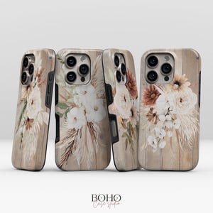 Vintage Floral Phone Case for iPhone 16 Pro, iPhone 15 Plus, iPhone 14 Pro Max - Rustic Wood Grain Design