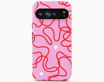 Funda para teléfono con estampado floral rosa, compatible con Google Pixel, Samsung Galaxy y iPhone.
