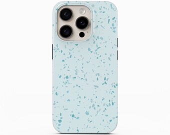 Light Blue Terrazzo Phone Case for iPhone 15 Pro Max, iPhone 14, iPhone 13 Pro, Samsung Galaxy S23 Plus, Galaxy S22 Ultra, Google Pixel 8