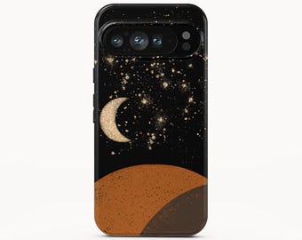 Moon Stars Phone Case, Boho Celestial Phone Cover