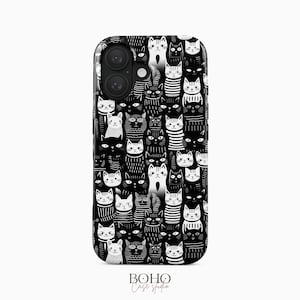 Black and White Cats Phone Case: Boho Style, Tough or Slim