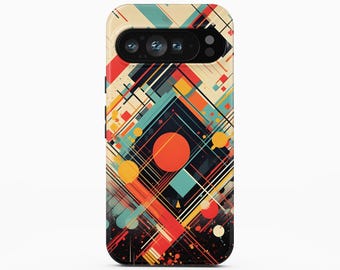 Coque de portable géométrique rétro pour Google Pixel 10 Pro XL, iPhone 17 Pro Max